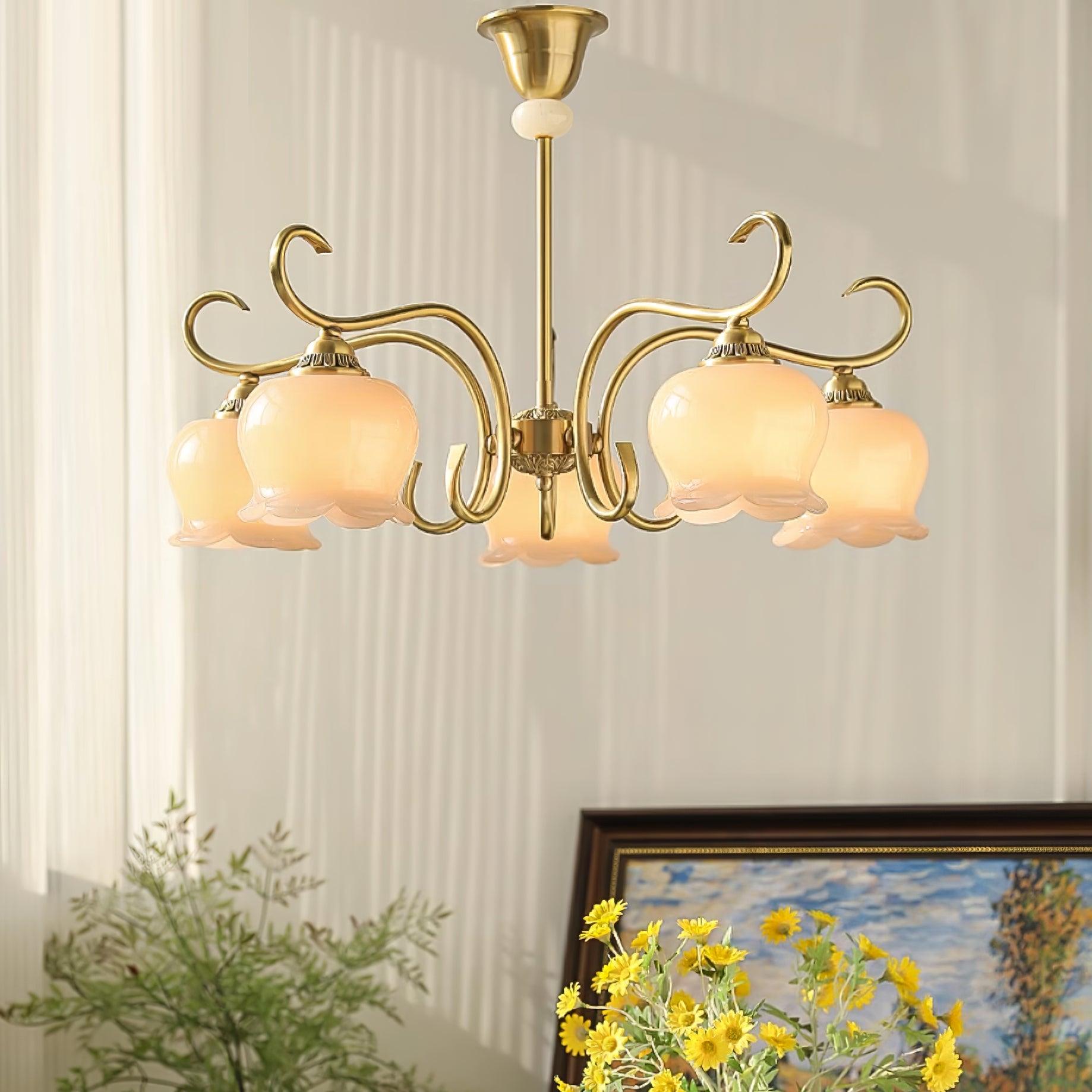 Mullan Chandelier Brass Resin White Gold - Letslighting