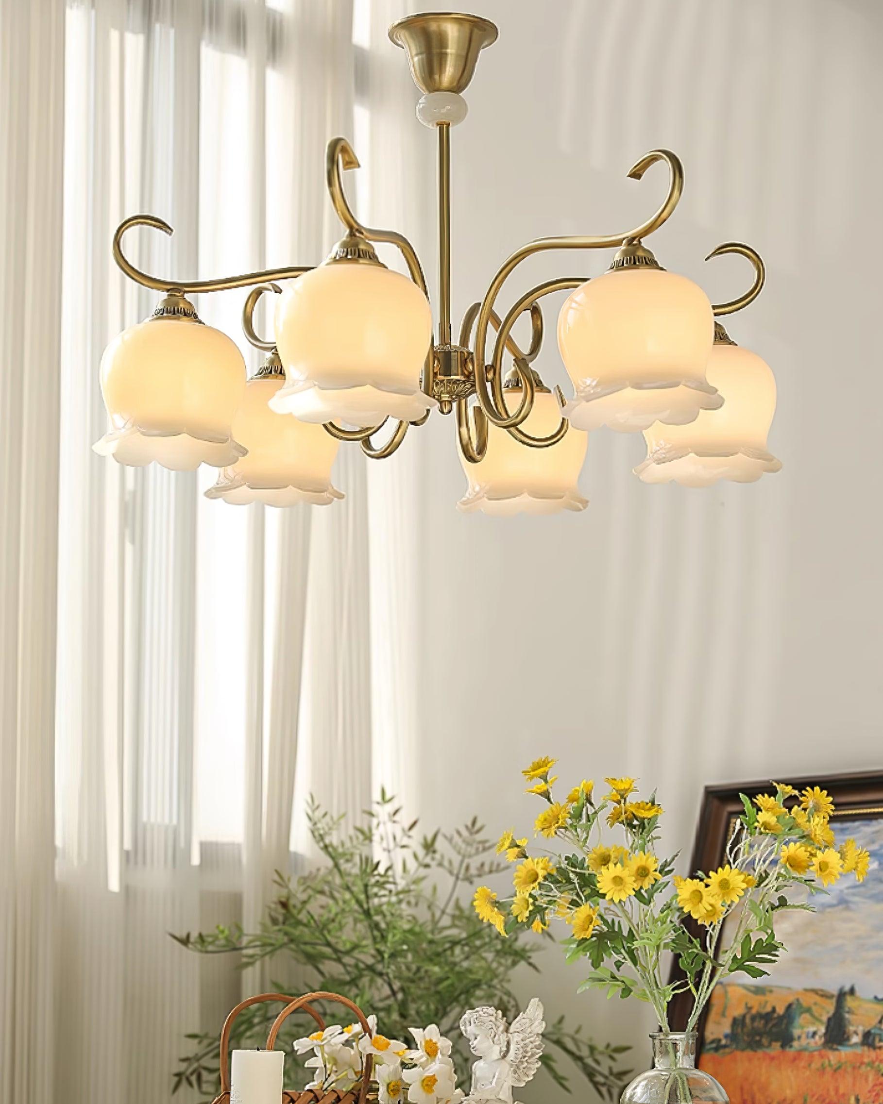 Mullan Chandelier Brass Resin White Gold - Letslighting