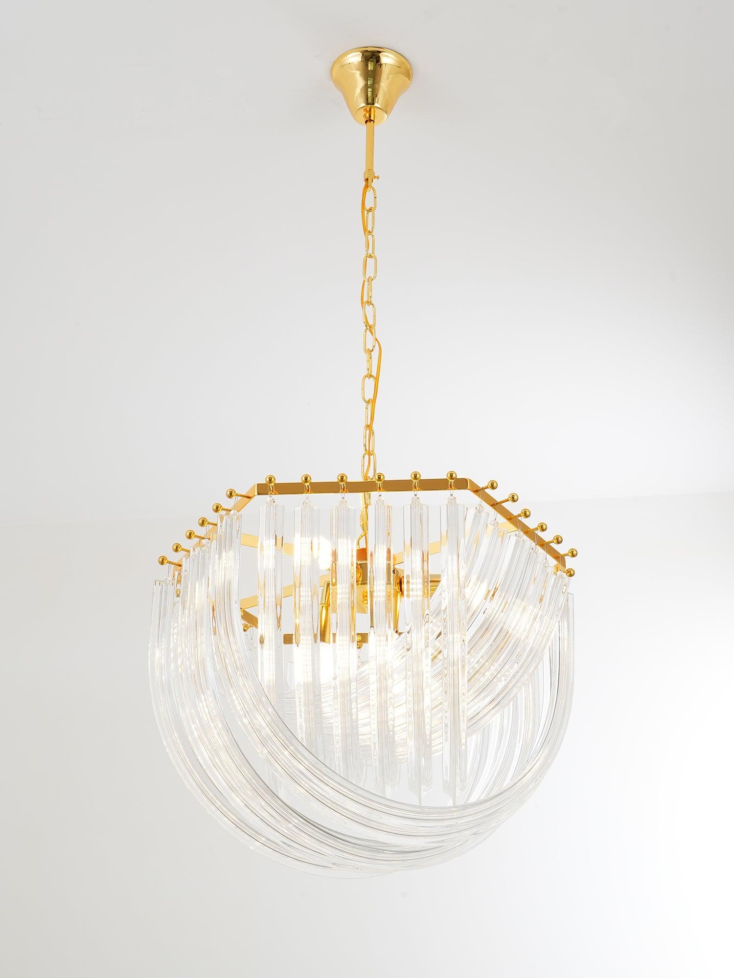 Aurora Chandelier Clear Curved Tiered - Blowlighting