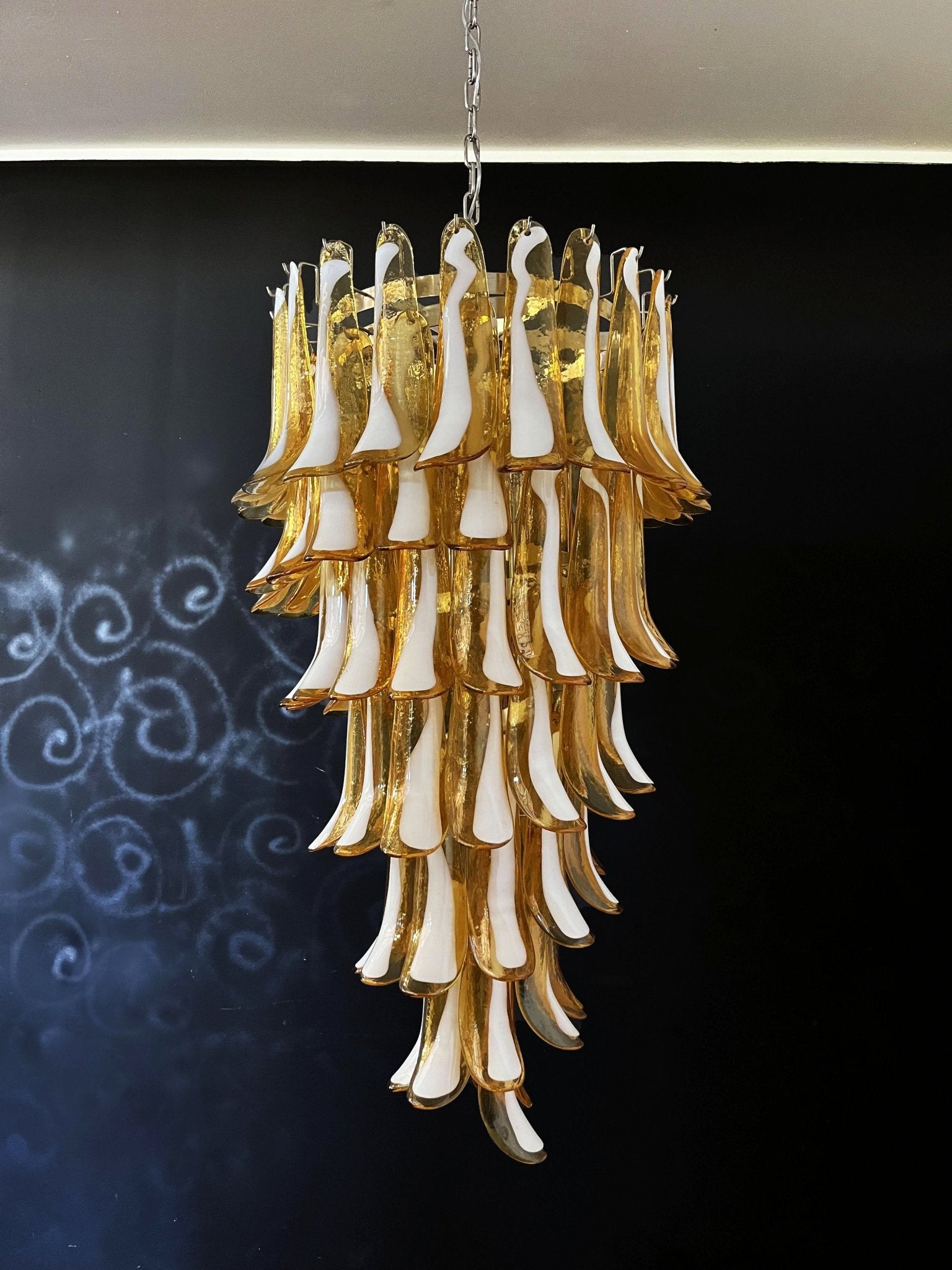 Aurora Chandelier Amber White Murano Spiral Petals - Letslighting