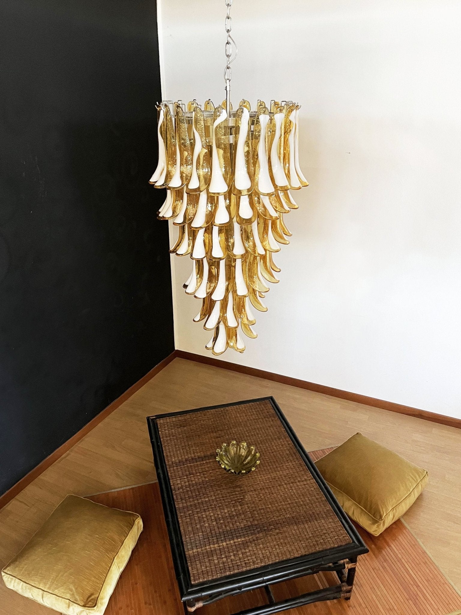 Aurora Chandelier Amber White Murano Spiral Petals - Letslighting