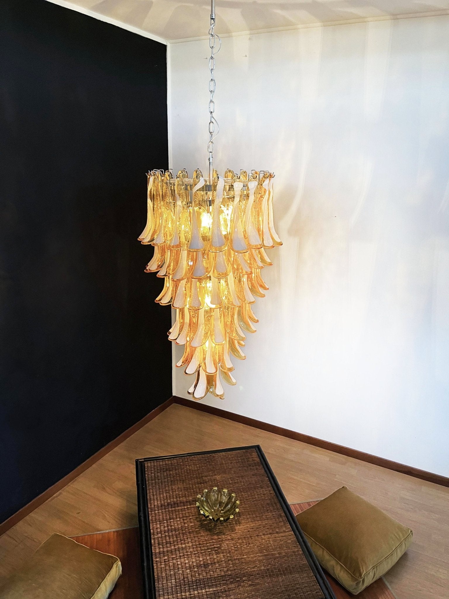 Aurora Chandelier Amber White Murano Spiral Petals - Letslighting