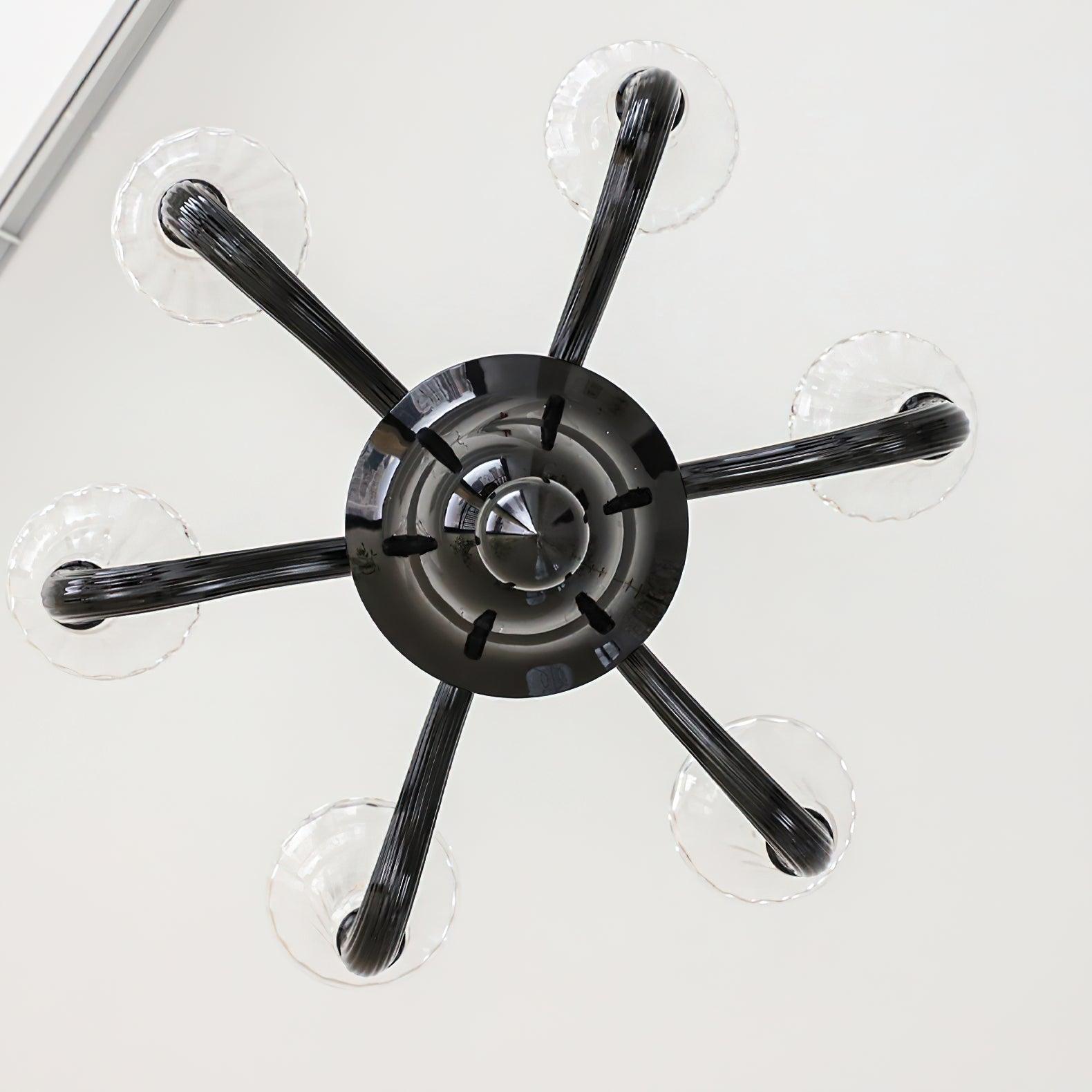 Aurora Chandelier Black Murano Candle Arm Glass Classic - Letslighting