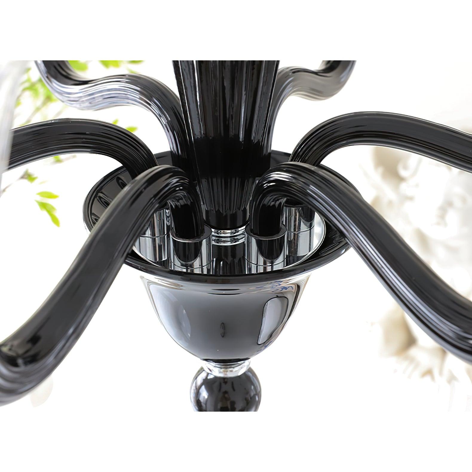 Aurora Chandelier Black Murano Candle Arm Glass Classic - Letslighting