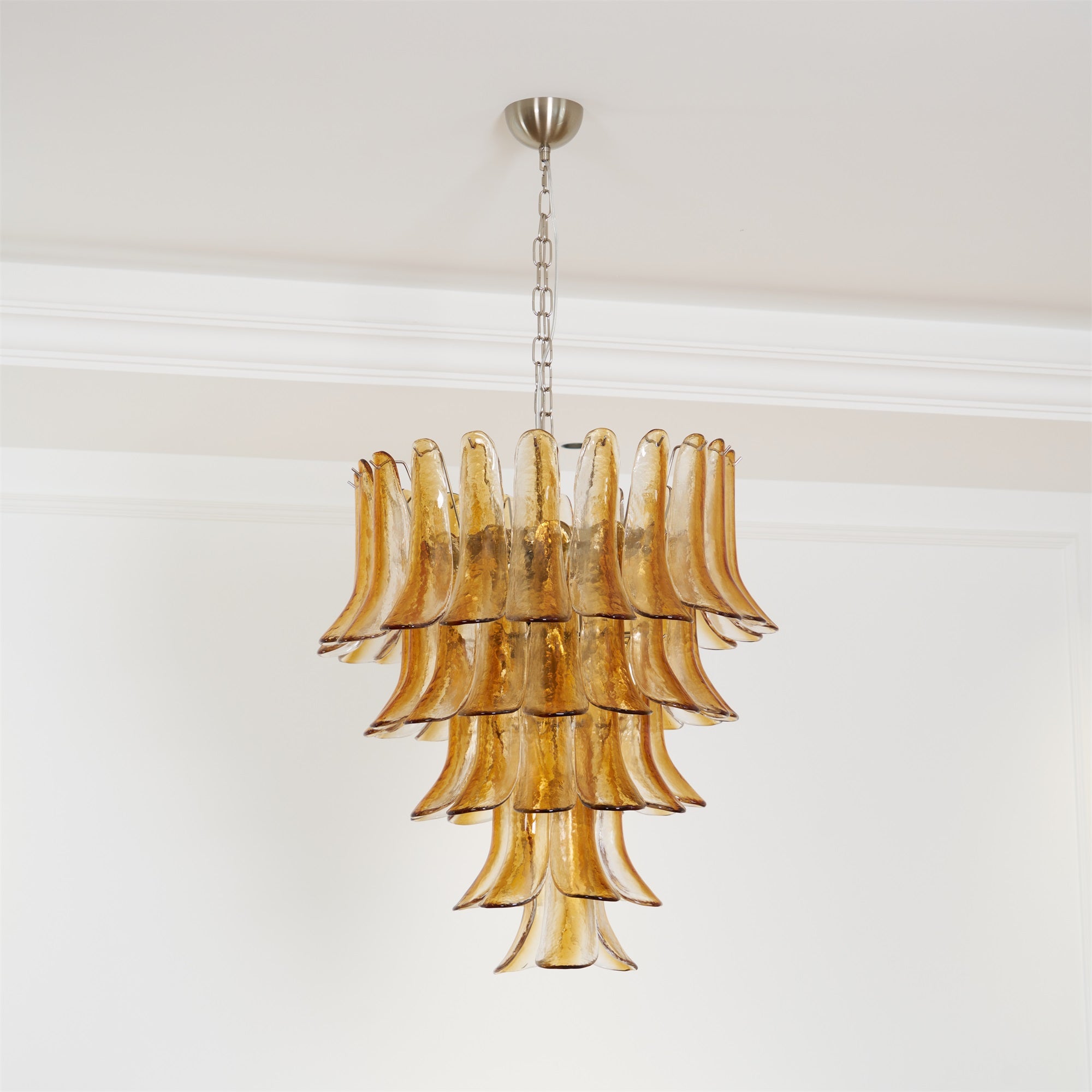 Aurora Chandelier Amber Lily Murano Glass Layered Centerpiece - Letslighting