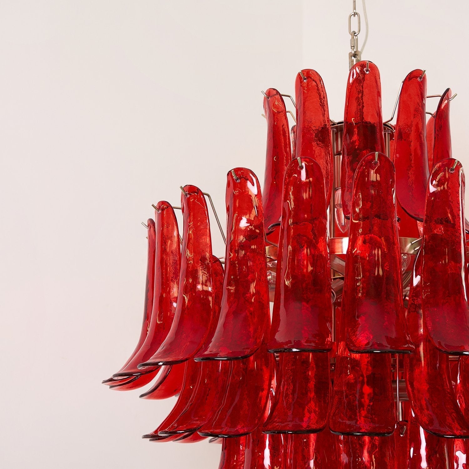 Aurora Chandelier Crimson Murano Petals Bold Art Glass - Letslighting