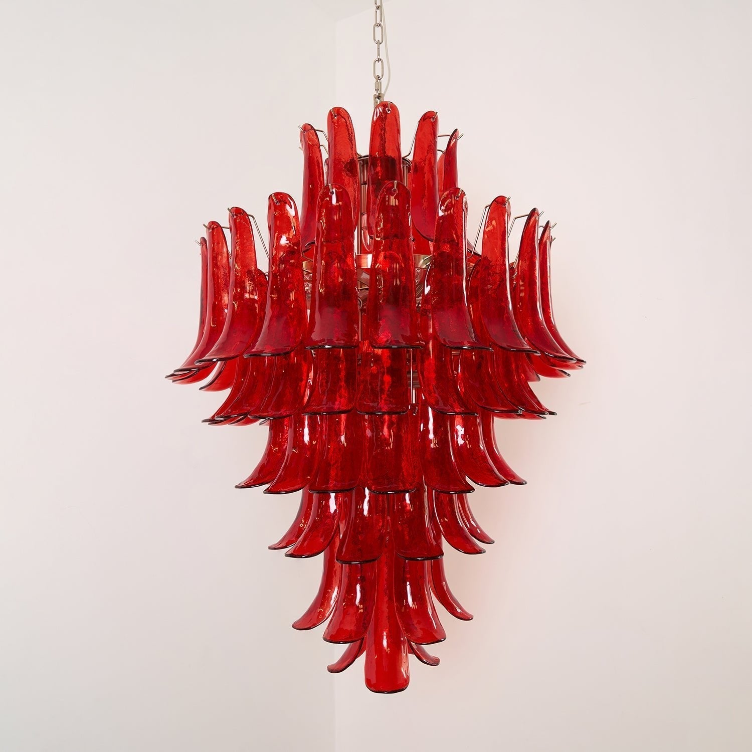 Aurora Chandelier Crimson Murano Petals Bold Art Glass - Letslighting