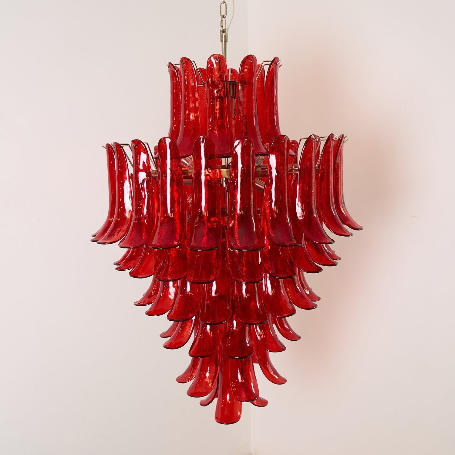 Aurora Chandelier Crimson Murano Petals Bold Art Glass - Letslighting