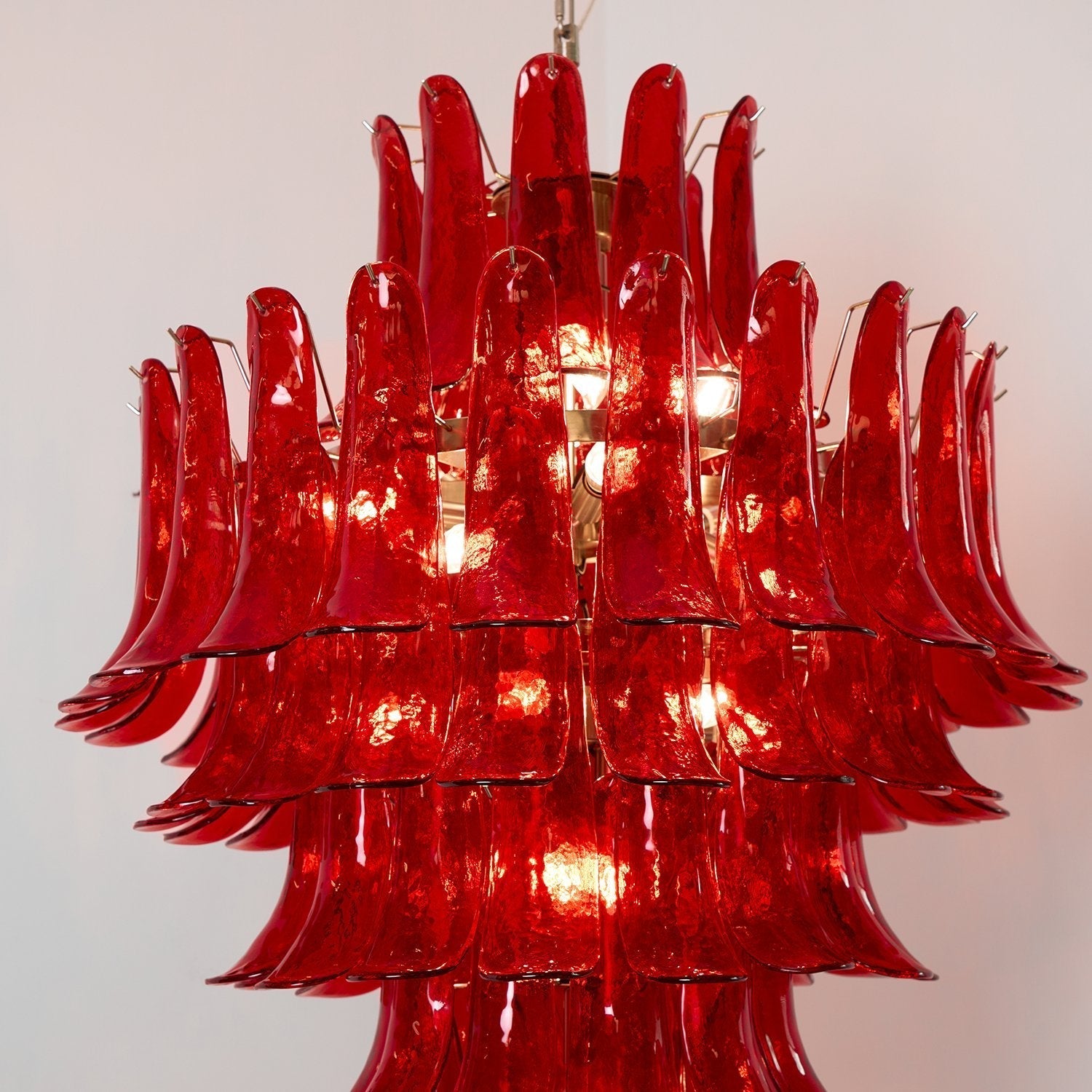 Aurora Chandelier Crimson Murano Petals Bold Art Glass - Letslighting