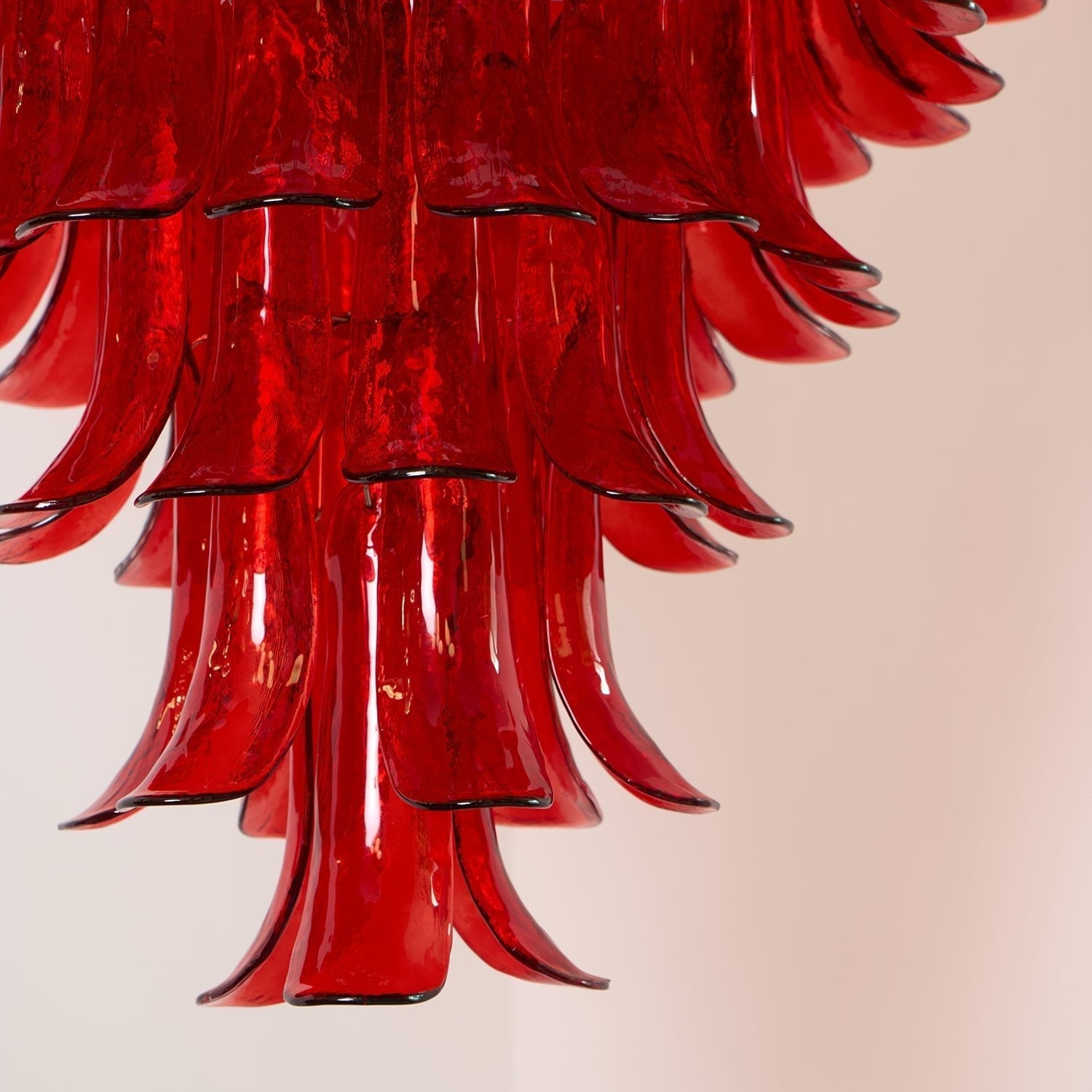 Aurora Chandelier Crimson Murano Petals Bold Art Glass - Letslighting