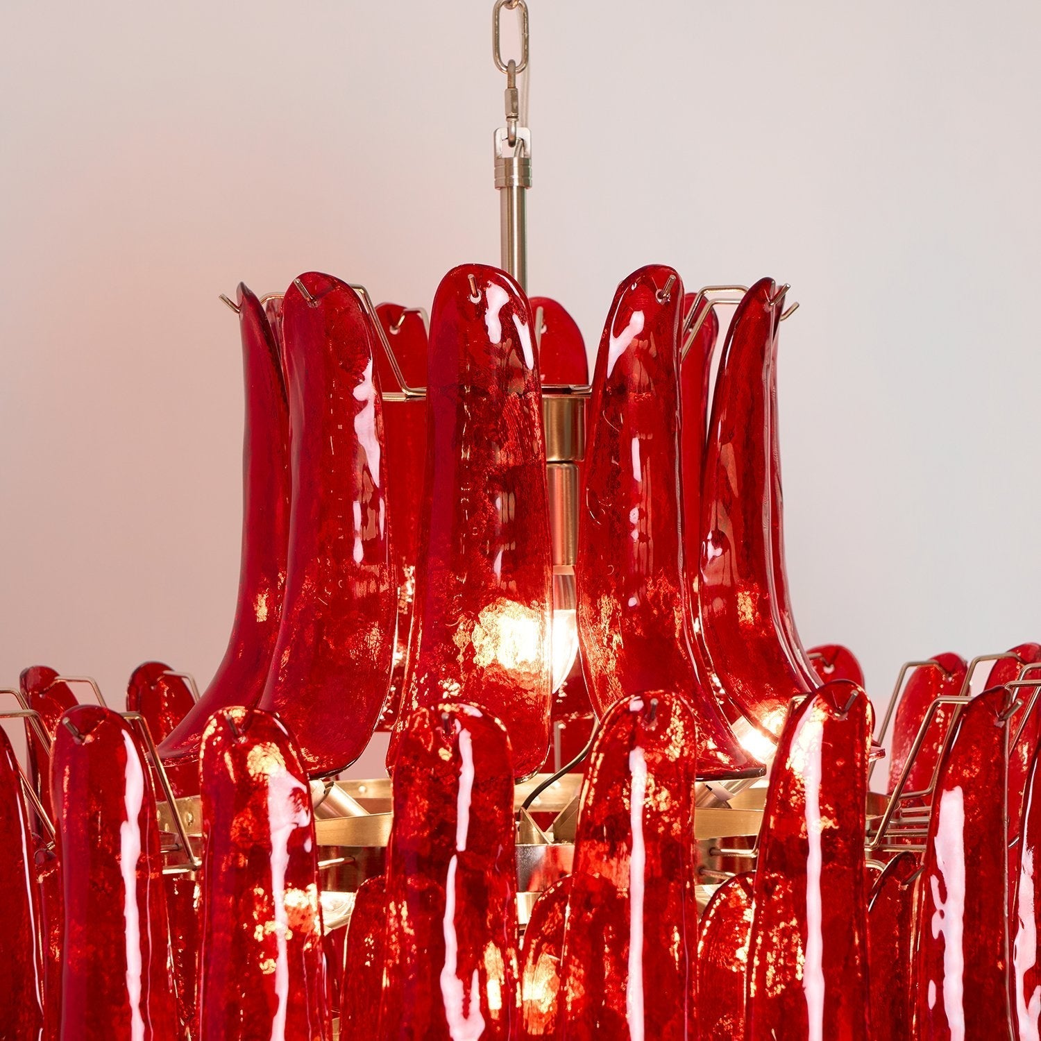 Aurora Chandelier Crimson Murano Petals Bold Art Glass - Letslighting