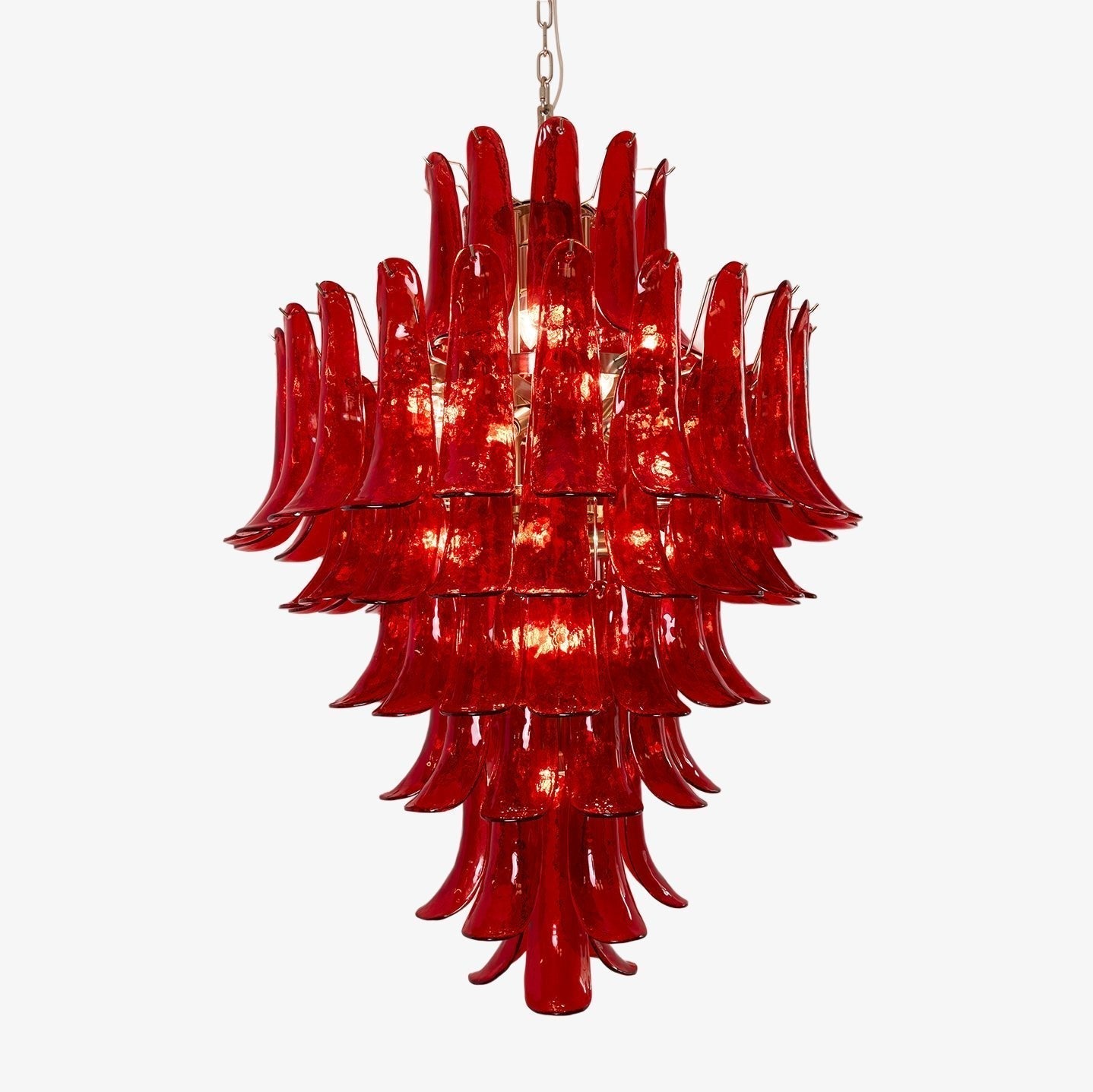 Aurora Chandelier Crimson Murano Petals Bold Art Glass - Letslighting
