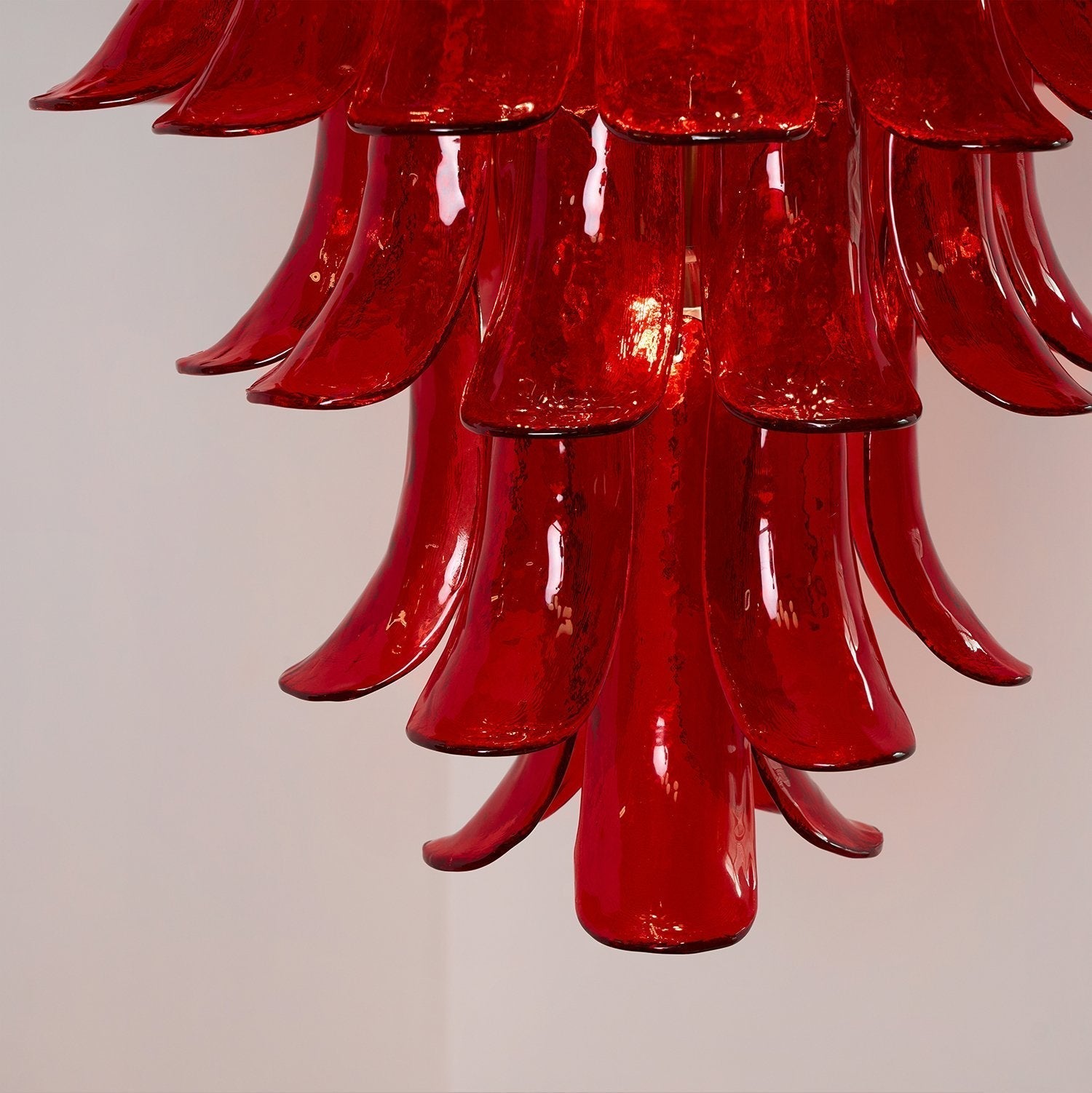 Aurora Chandelier Crimson Murano Petals Bold Art Glass - Letslighting