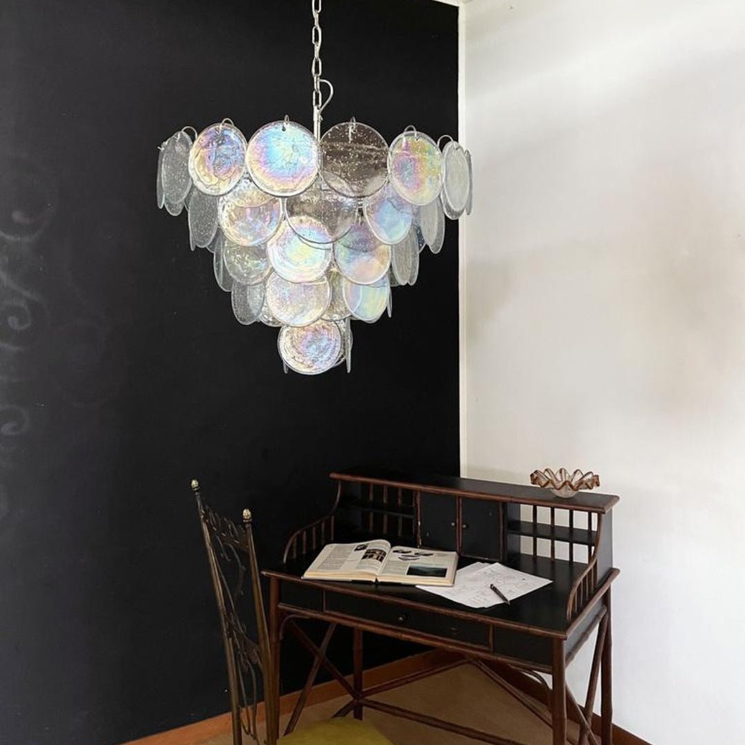 Aurora Chandelier Iridescent Murano Glass Disc - Letslighting