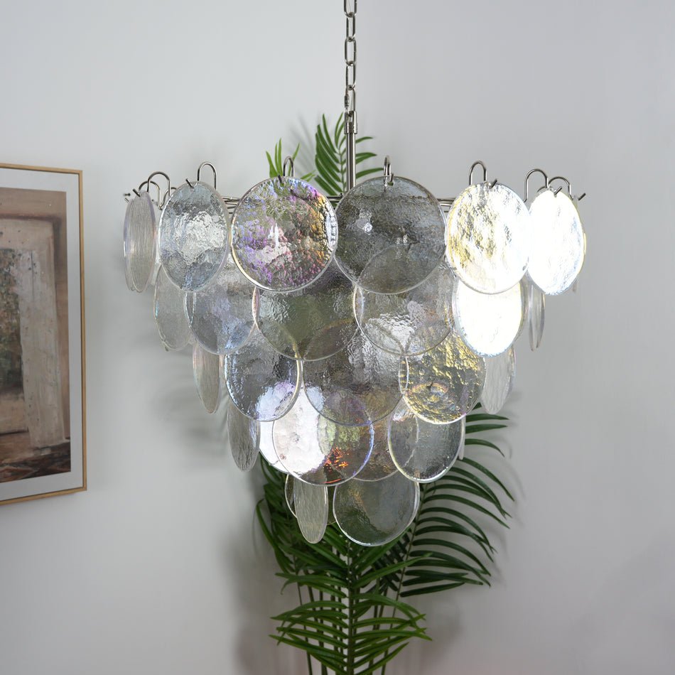 Aurora Chandelier Iridescent Murano Glass Disc - Letslighting