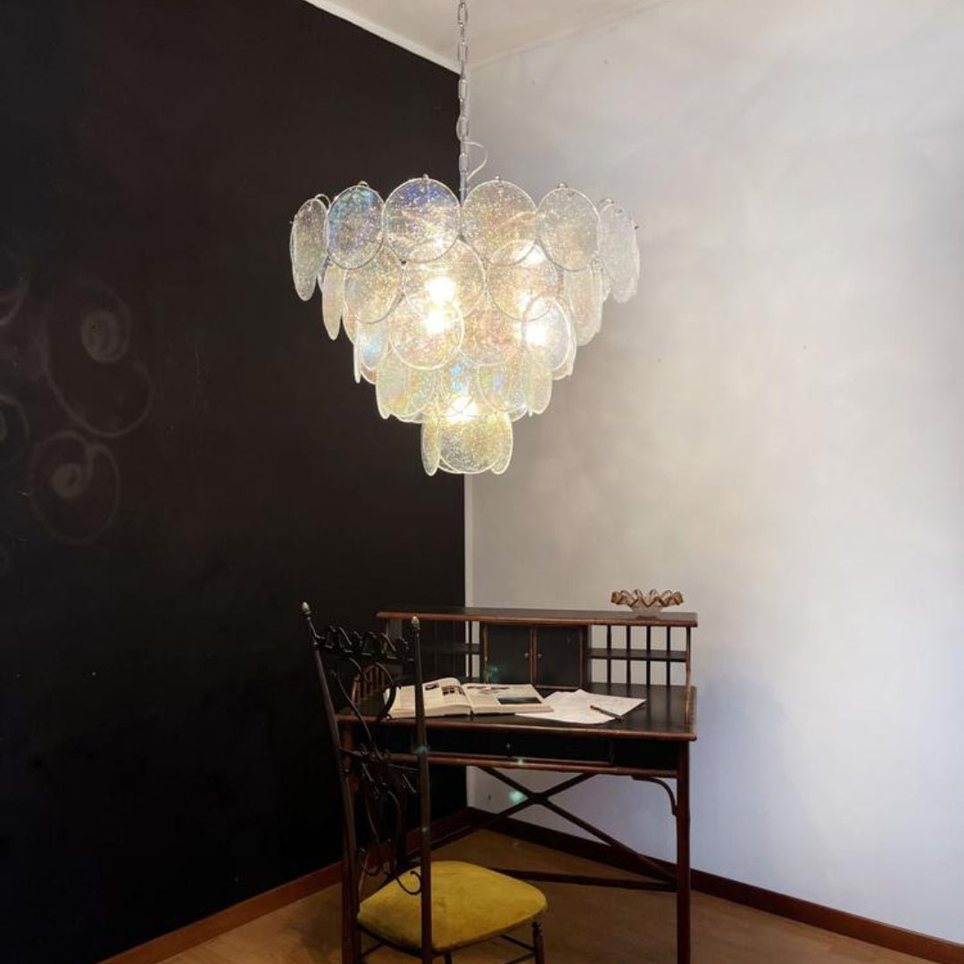 Aurora Chandelier Iridescent Murano Glass Disc - Letslighting