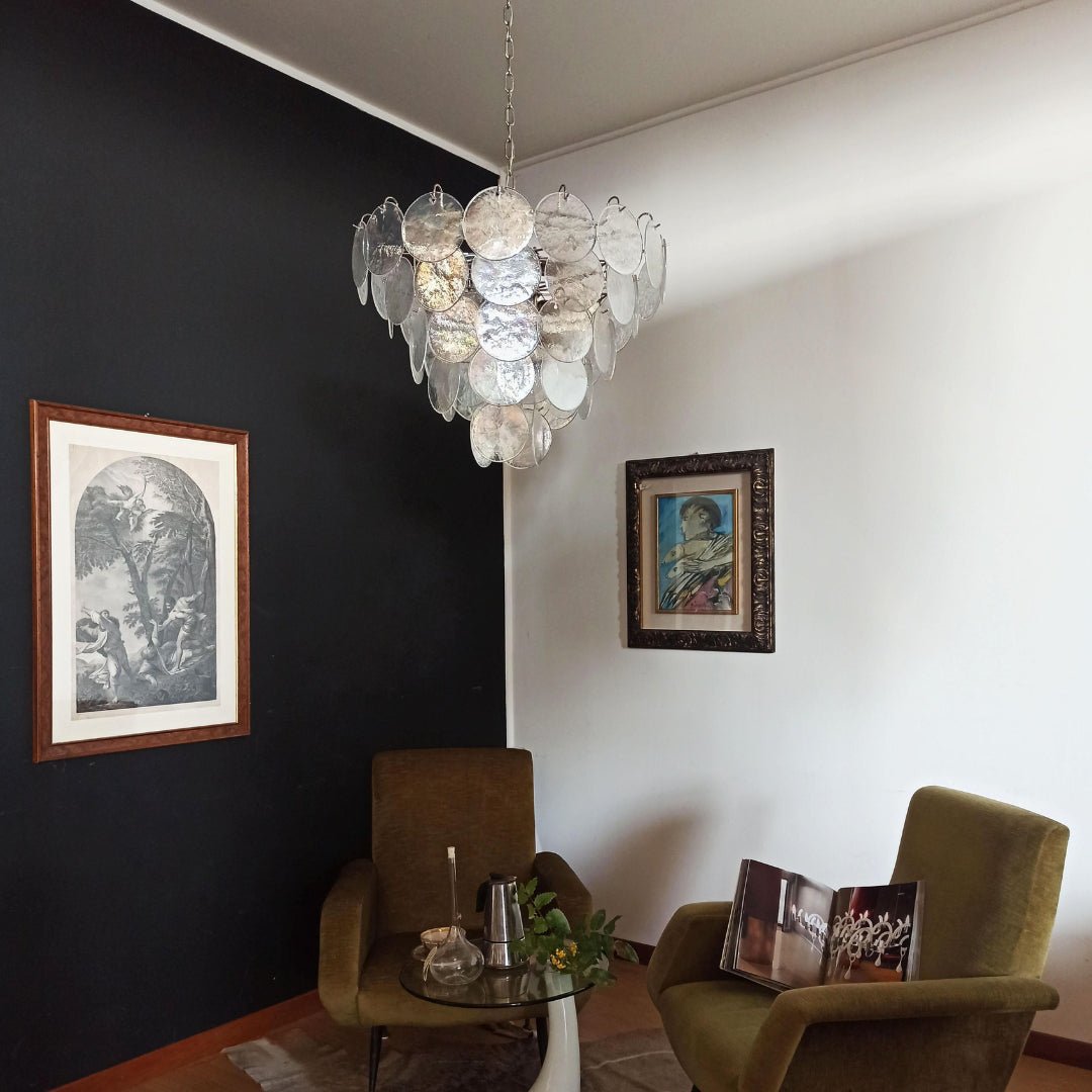 Aurora Chandelier Iridescent Murano Glass Disc - Letslighting