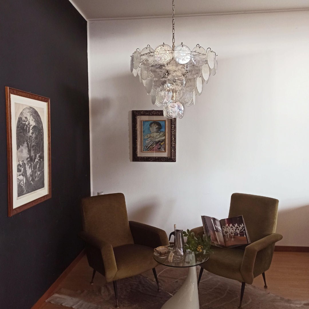 Aurora Chandelier Iridescent Murano Glass Disc - Letslighting