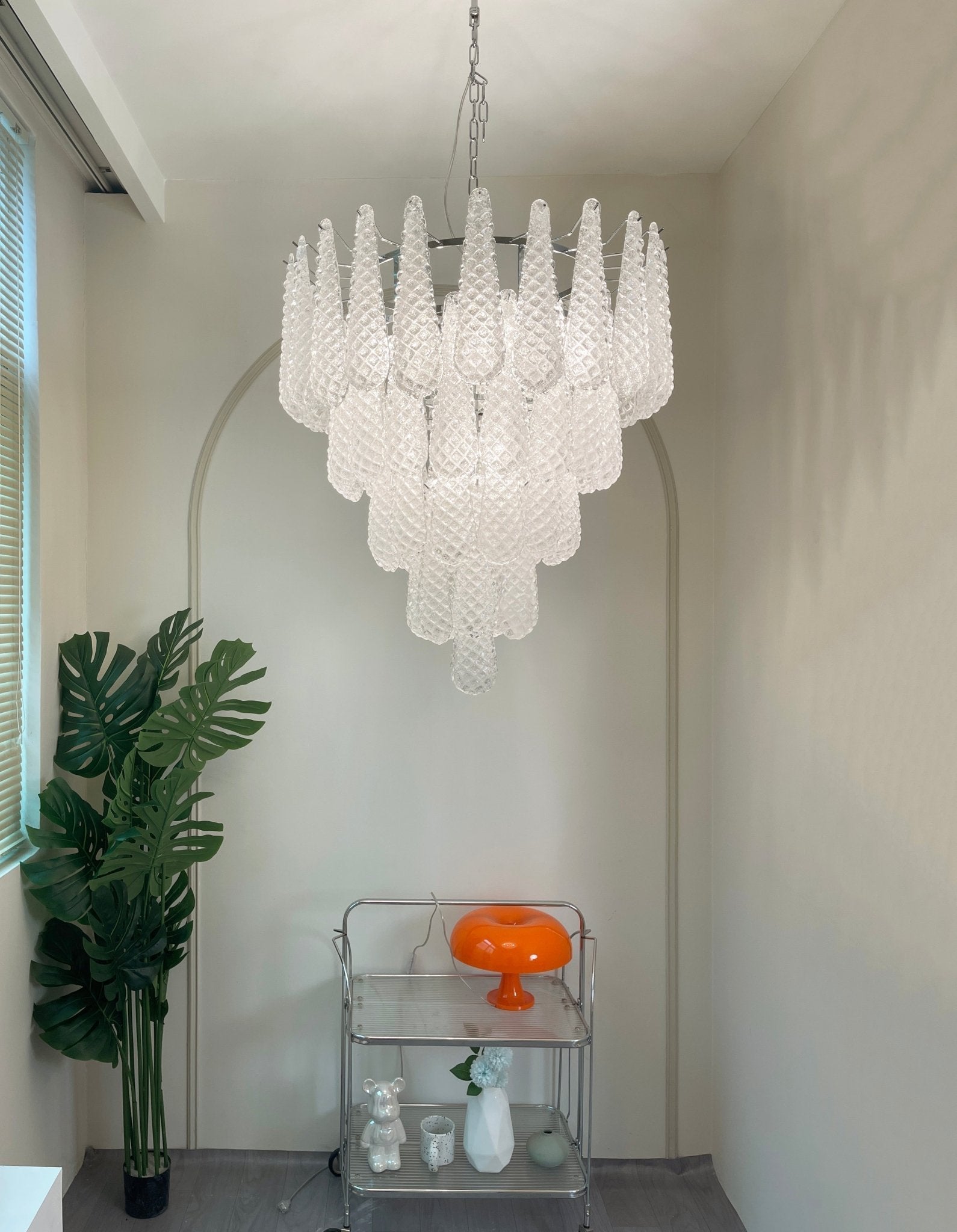 Aurora Chandelier Clear Droplets Murano Glass Waterfall Diamond - Letslighting