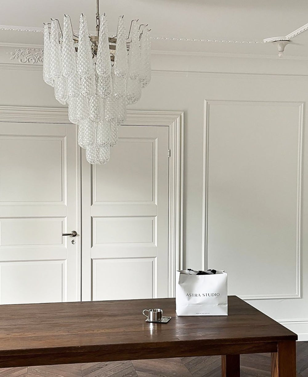 Aurora Chandelier Clear Droplets Murano Glass Waterfall Diamond - Letslighting