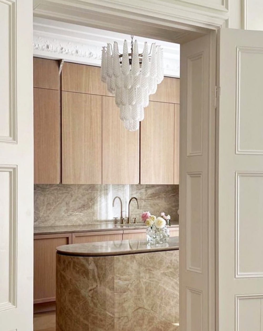 Aurora Chandelier Clear Droplets Murano Glass Waterfall Diamond - Letslighting