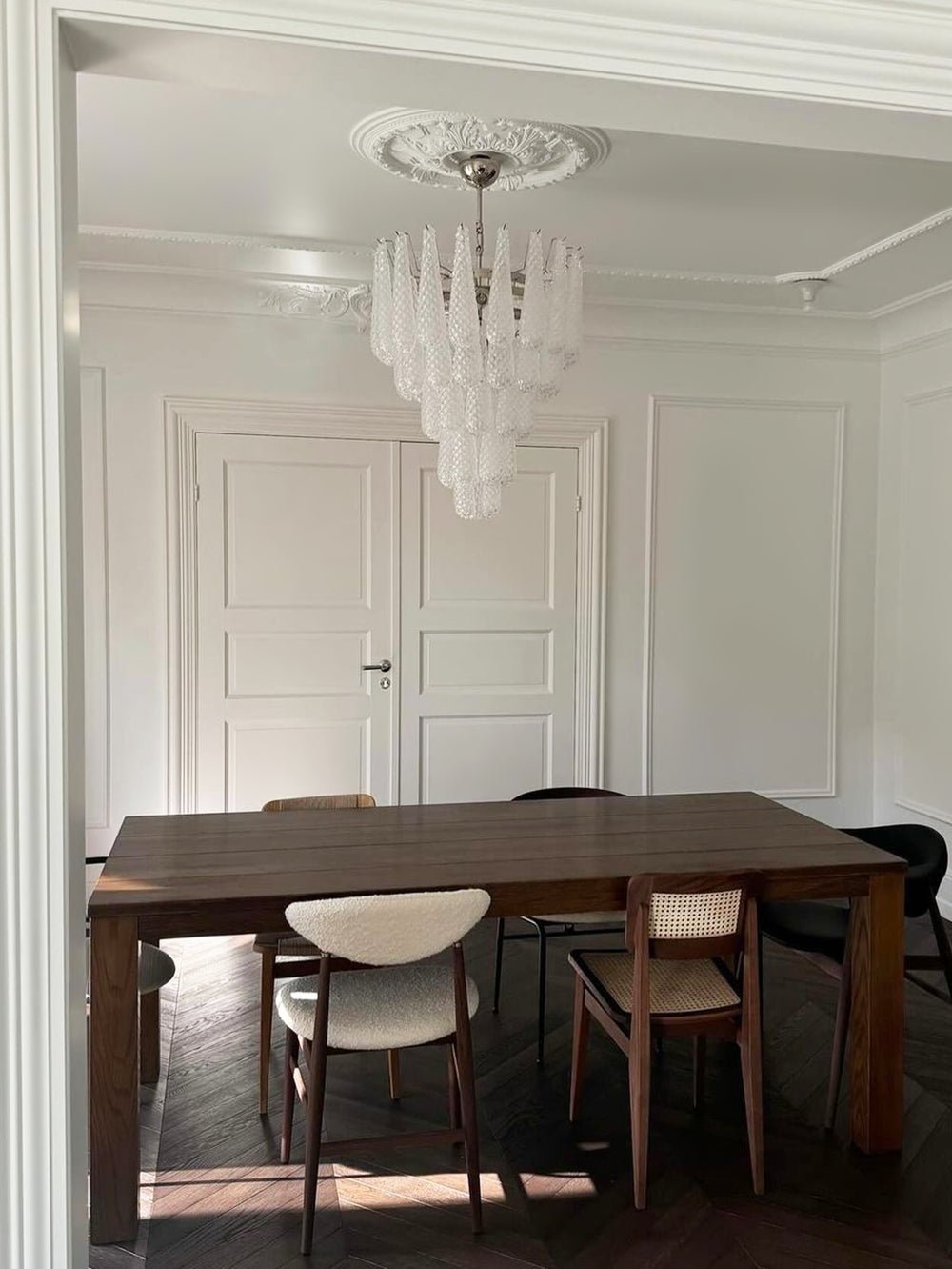 Aurora Chandelier Clear Droplets Murano Glass Waterfall Diamond - Letslighting