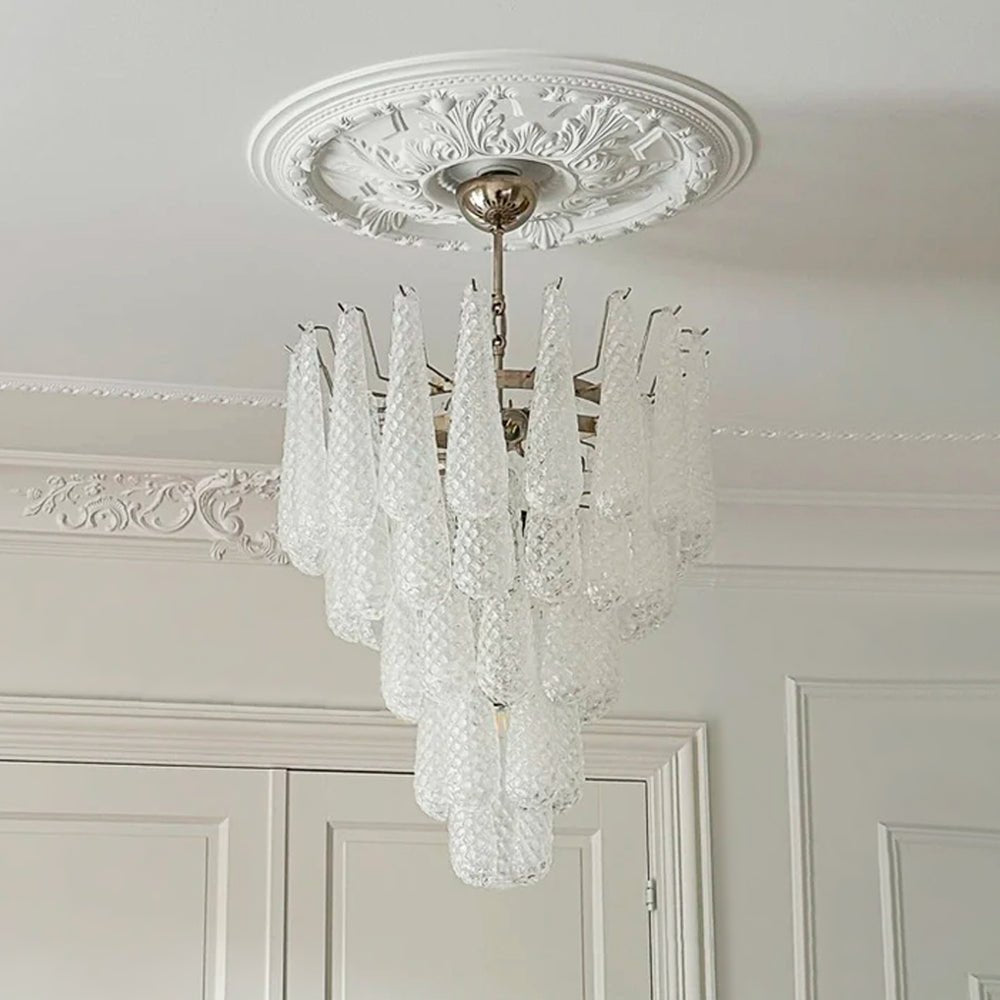 Aurora Chandelier Clear Droplets Murano Glass Waterfall Diamond - Letslighting