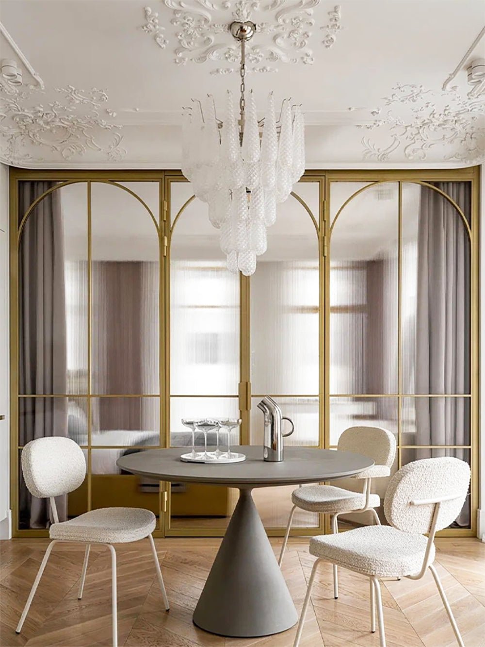 Aurora Chandelier Clear Droplets Murano Glass Waterfall Diamond - Letslighting