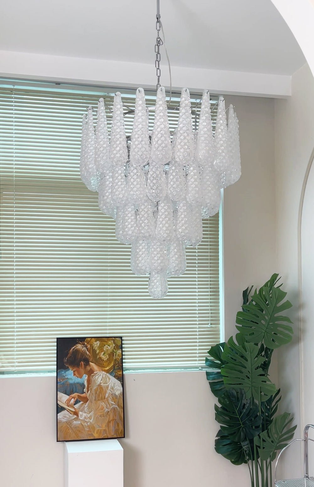 Aurora Chandelier Clear Droplets Murano Glass Waterfall Diamond - Letslighting
