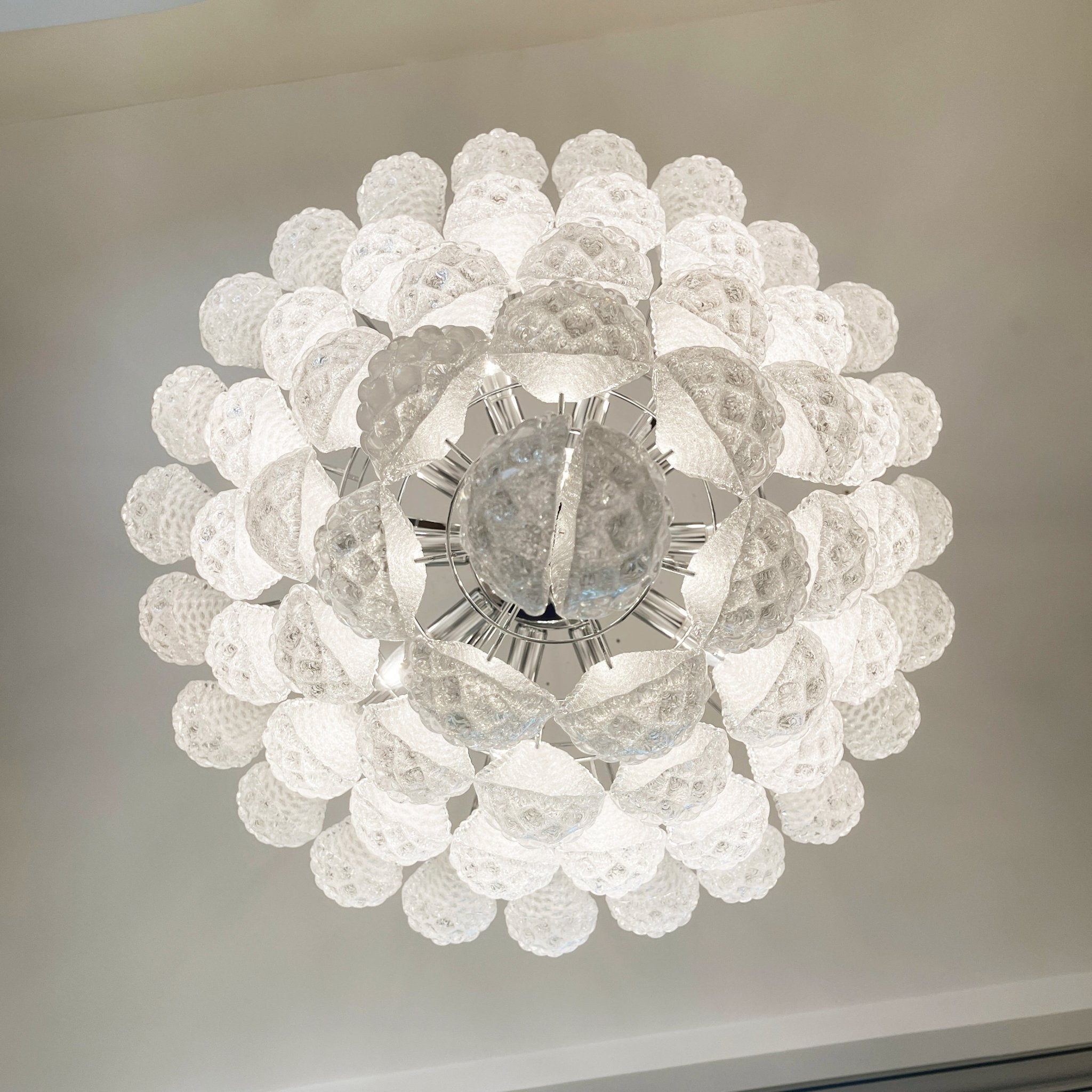 Aurora Chandelier Clear Droplets Murano Glass Waterfall Diamond - Letslighting