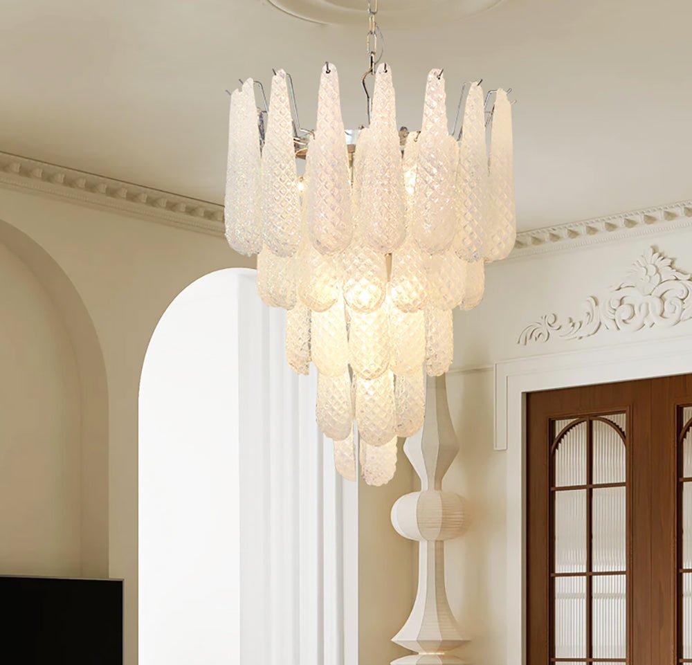 Aurora Chandelier Clear Droplets Murano Glass Waterfall Diamond - Letslighting