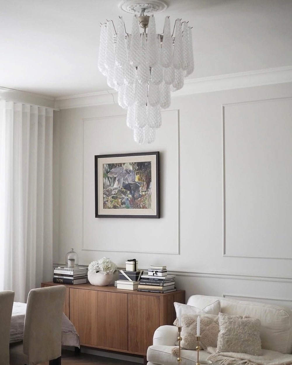 Aurora Chandelier Clear Droplets Murano Glass Waterfall Diamond - Letslighting