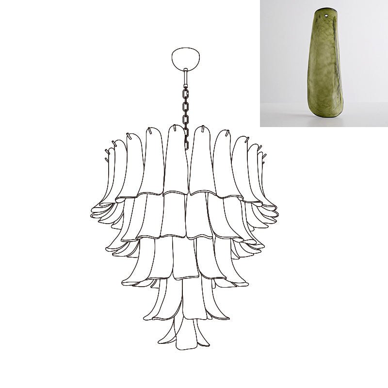 Aurora Chandelier Murano Glass Petals Vintage - Blowlighting
