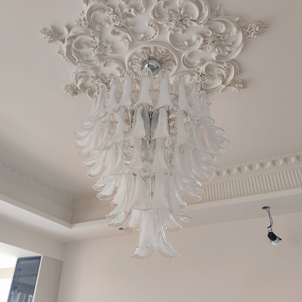 Aurora Chandelier Clear Murano Glass Petal Vintage - Blowlighting