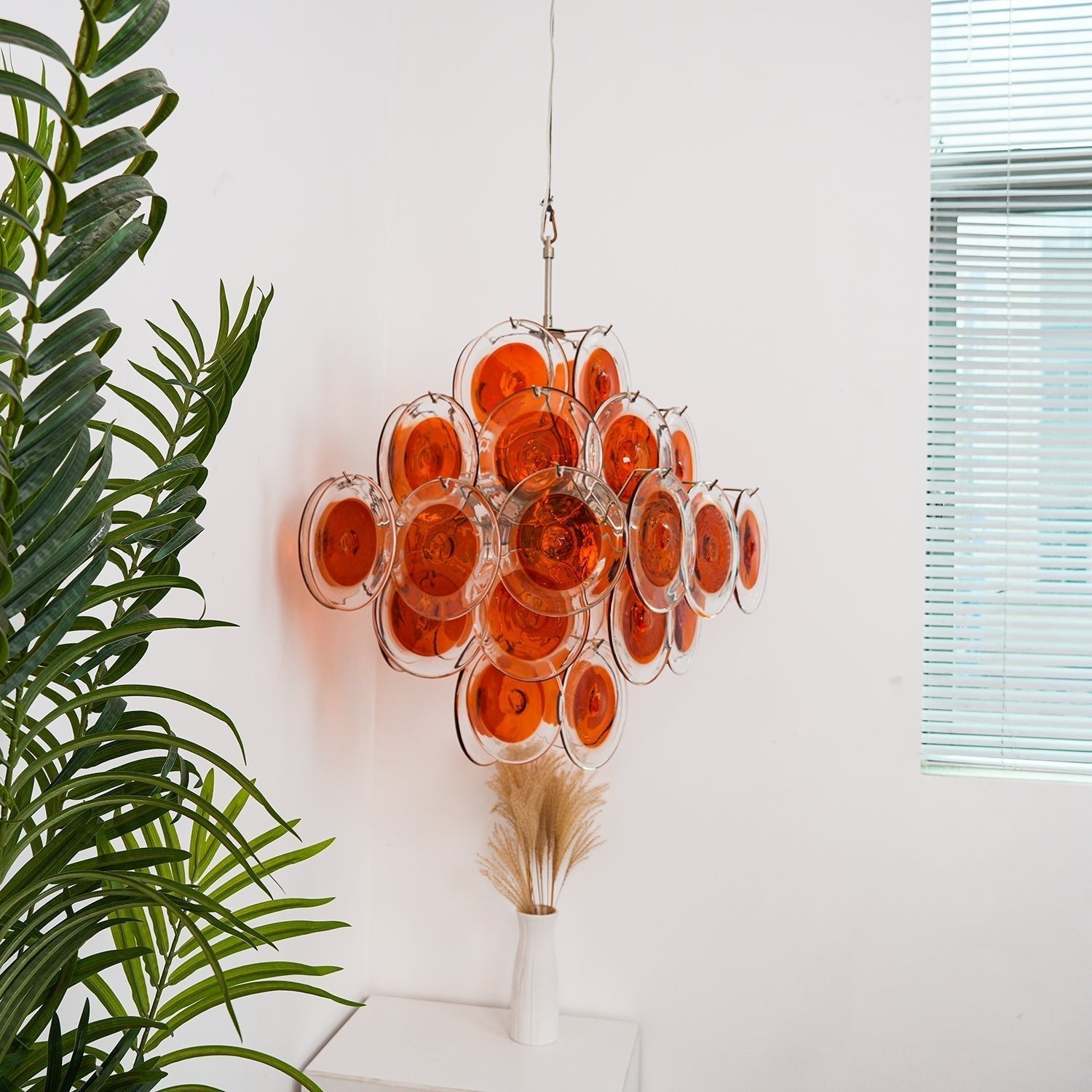 Aurora Chandelier Orange Murano Glass Disc Layered - Letslighting