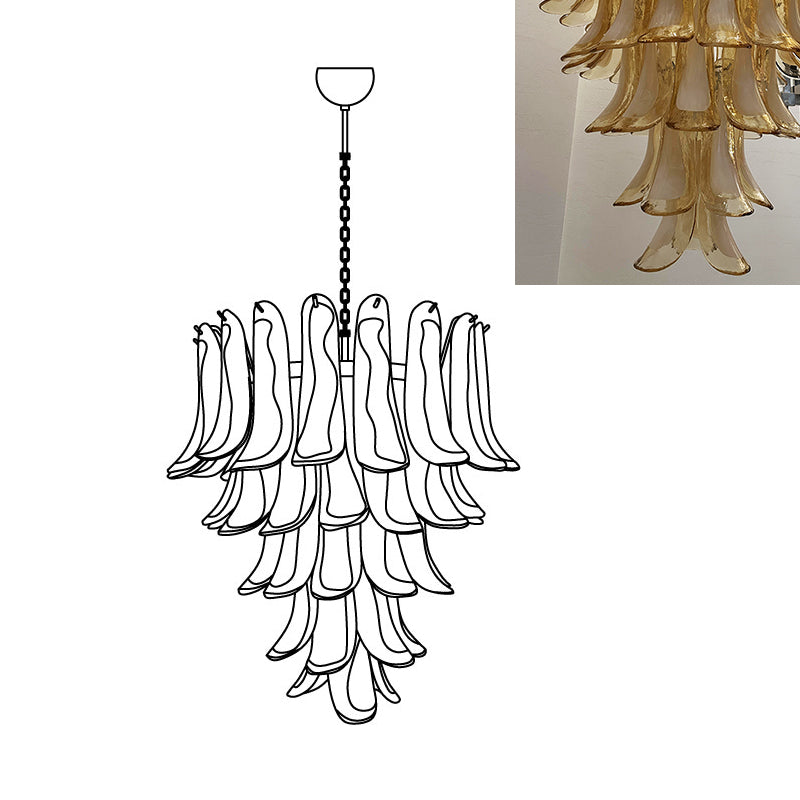 Alsorisra Postmodern Luxury Petal Glass Chandelier - Lamp Copper