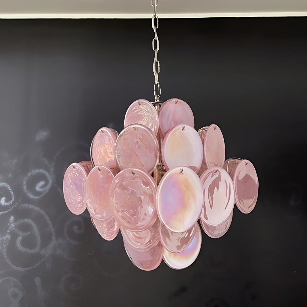 Aurora Chandelier Pink Disc Layered Artisanal - Letslighting