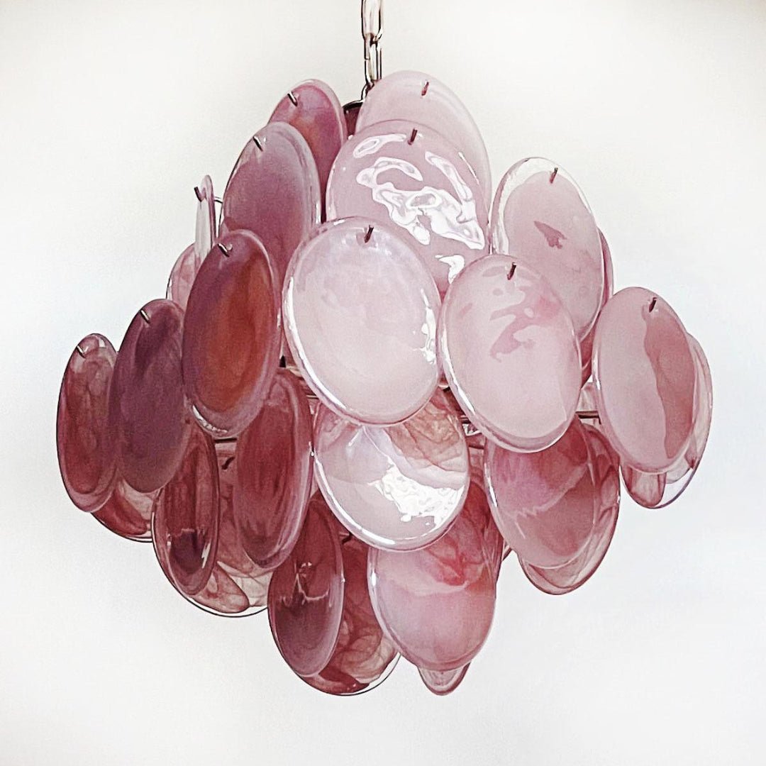 Aurora Chandelier Pink Disc Layered Artisanal - Letslighting