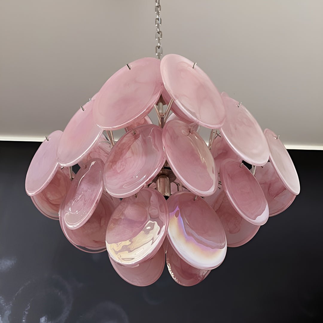 Aurora Chandelier Pink Disc Layered Artisanal - Letslighting
