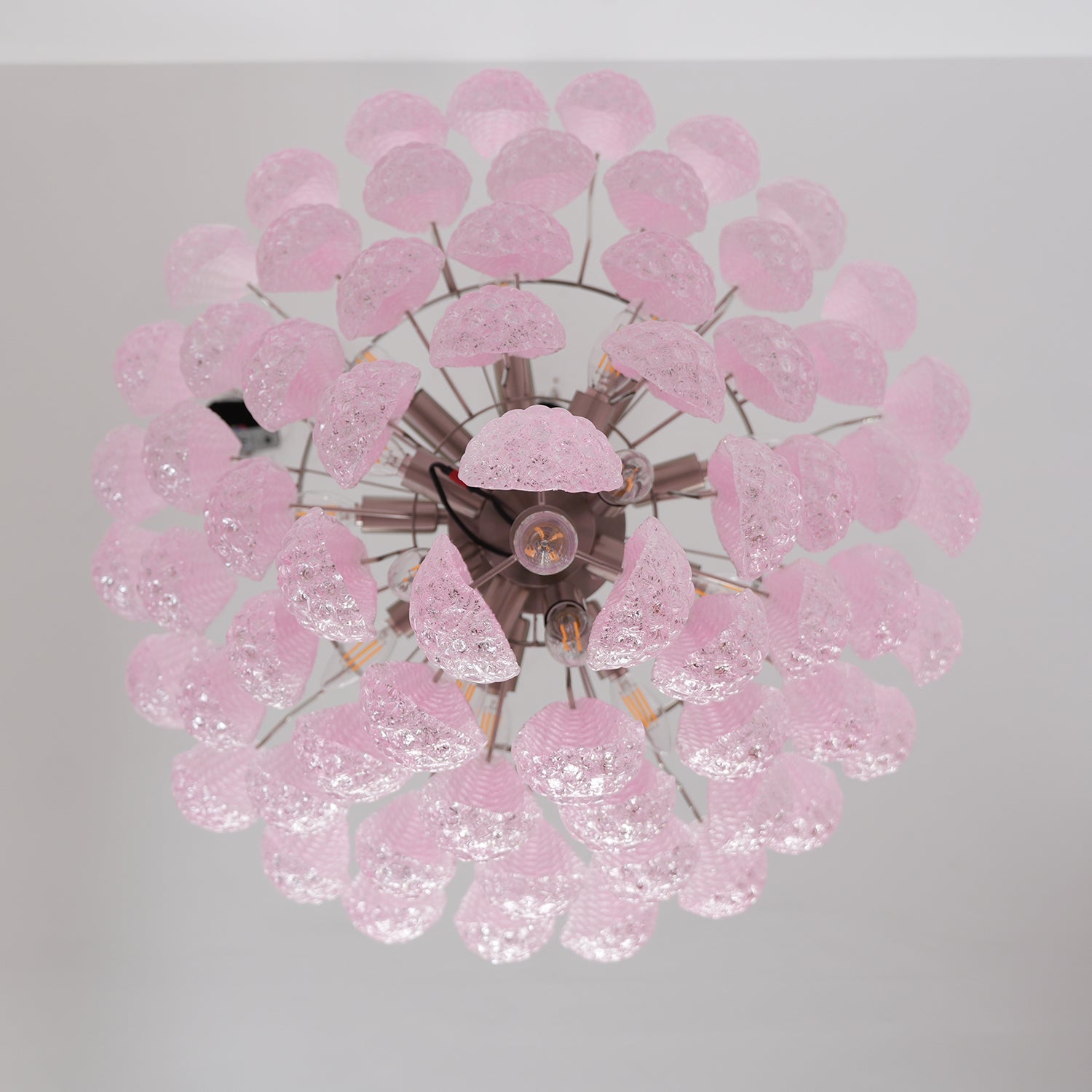 Aurora Chandelier Pink Droplet Murano Glass Diamond Pattern Waterfall - Letslighting