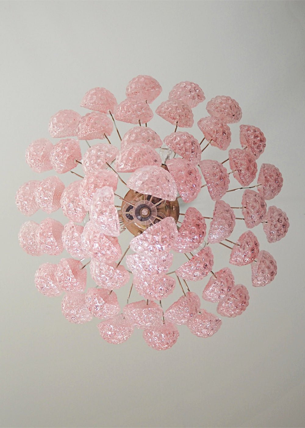 Aurora Chandelier Pink Droplet Murano Glass Diamond Pattern Waterfall - Letslighting