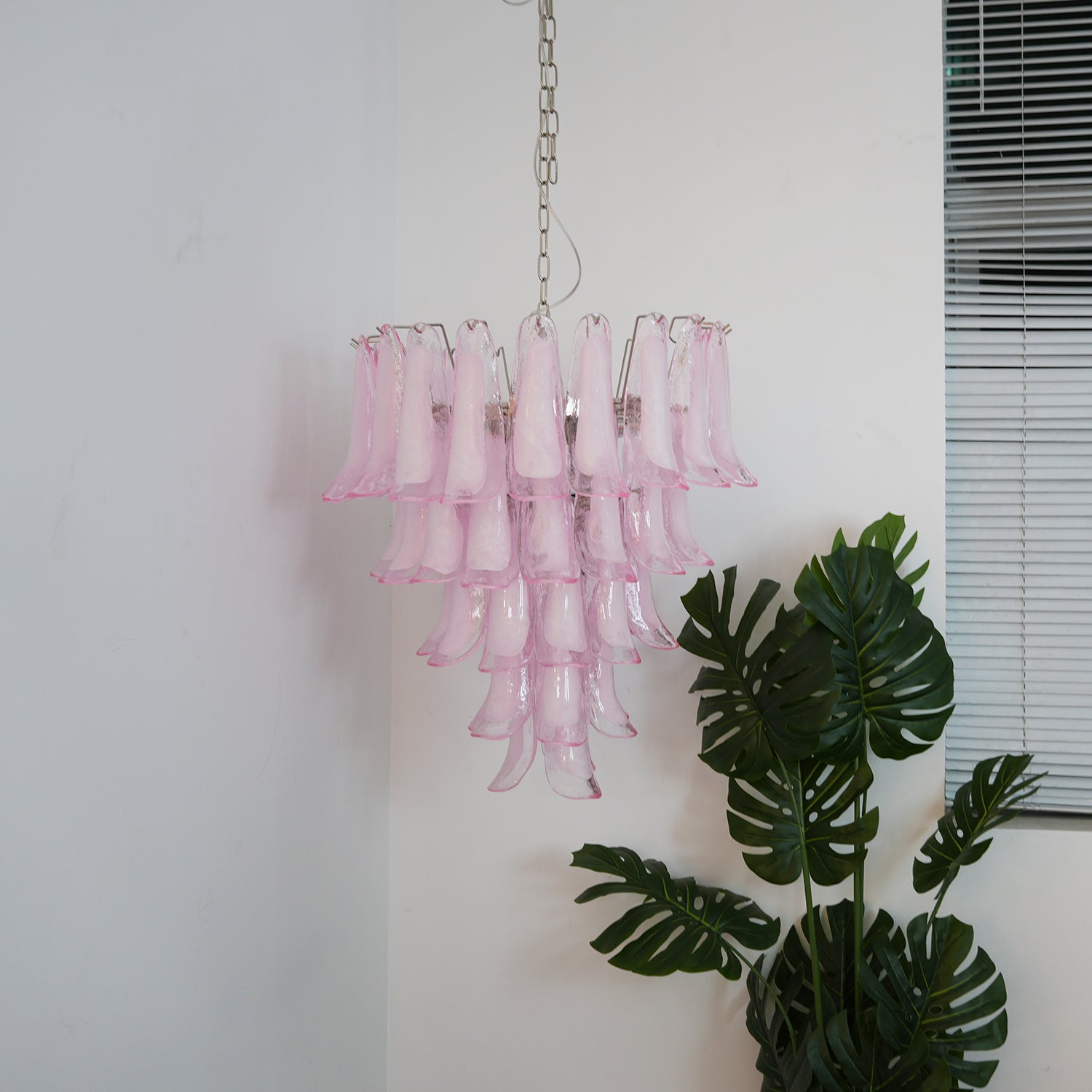 Aurora Chandelier Pink Murano Glass Petals Cascade - Letslighting