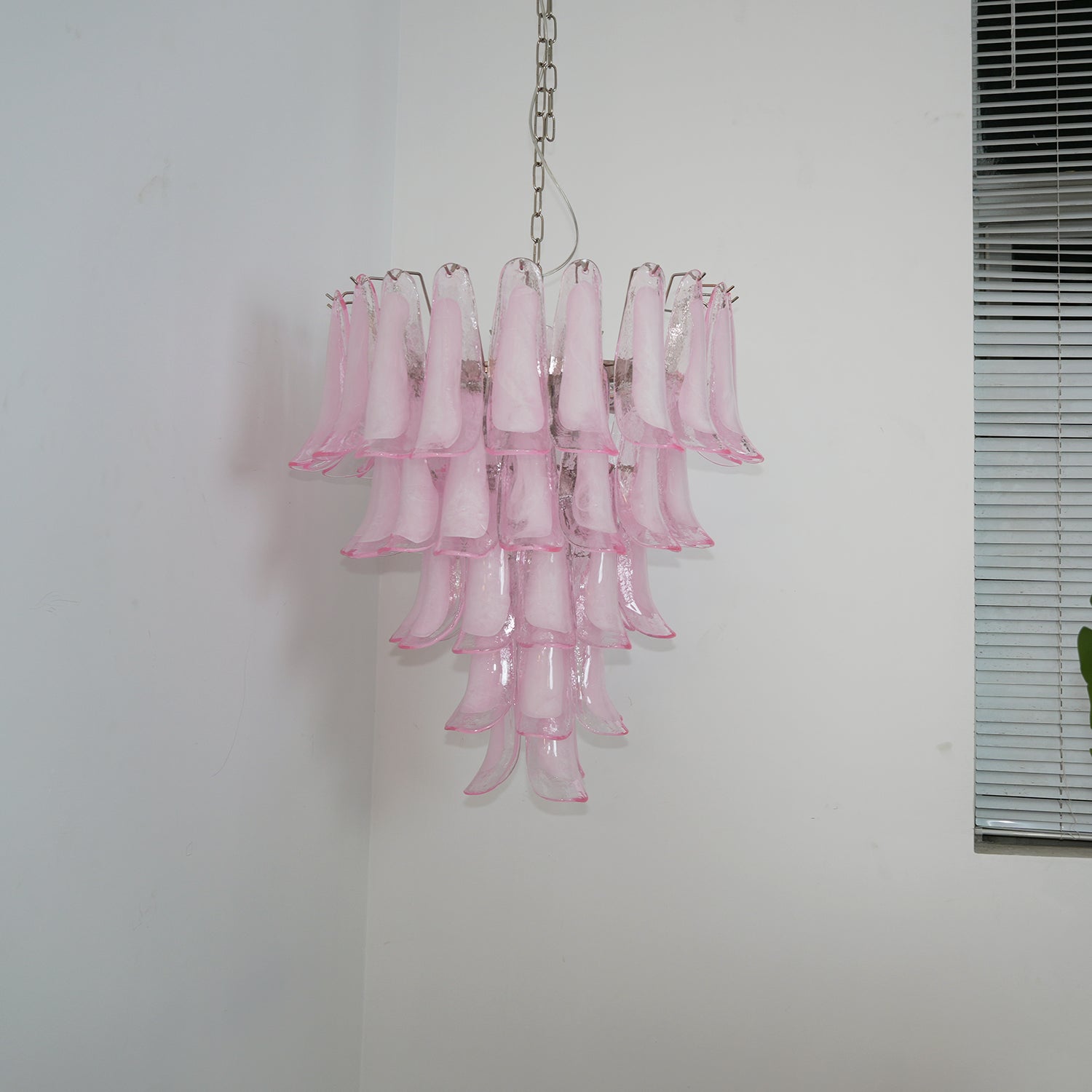 Aurora Chandelier Pink Murano Glass Petals Cascade - Letslighting