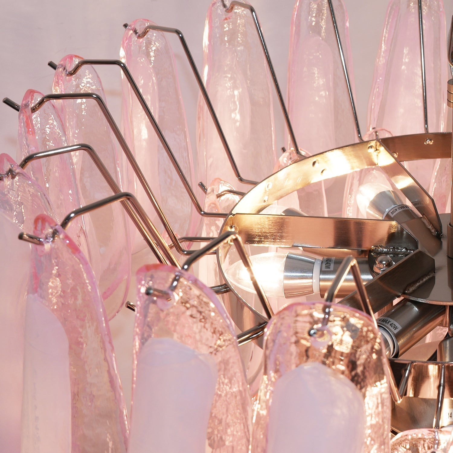 Aurora Chandelier Pink Murano Glass Petals Cascade - Letslighting