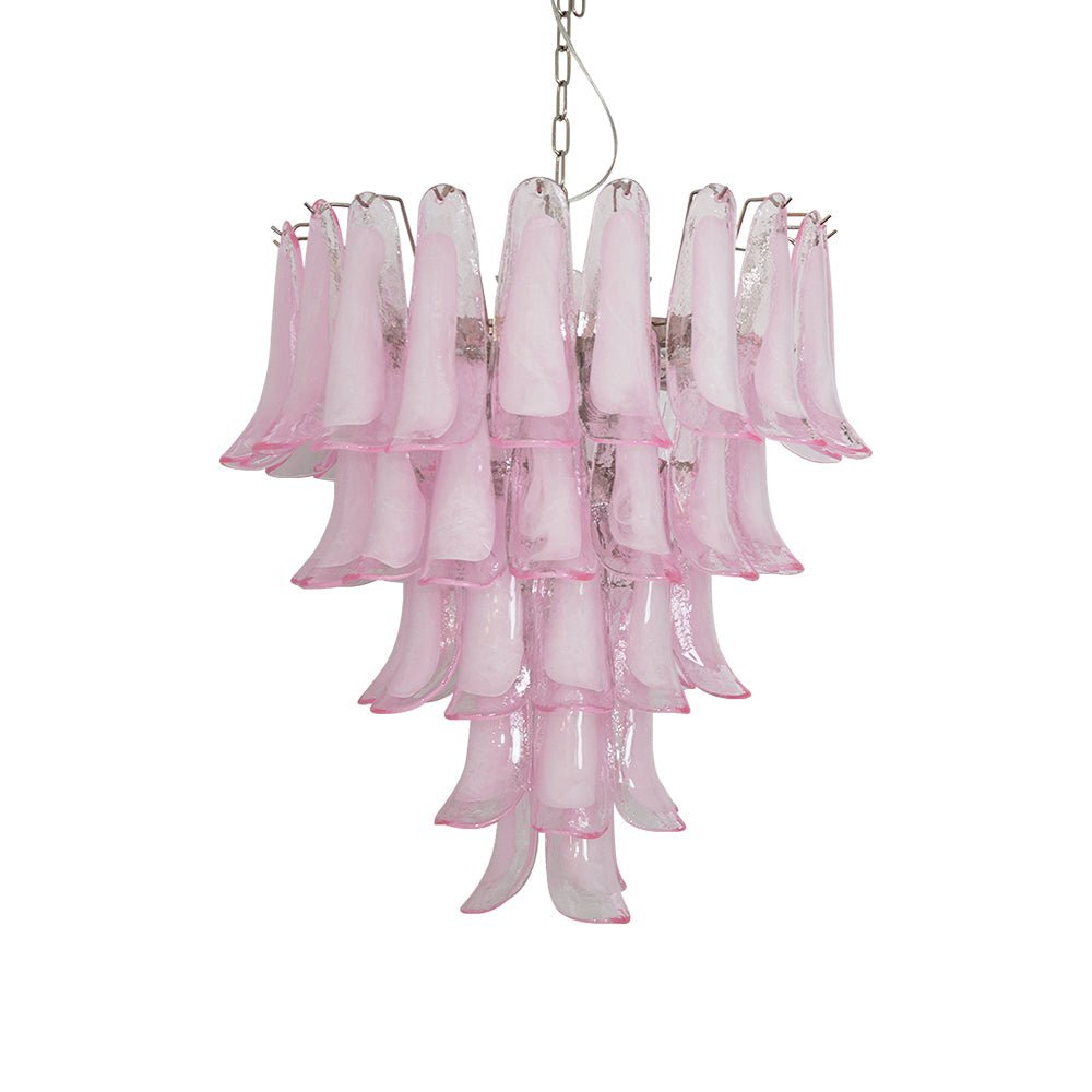 Aurora Chandelier Pink Murano Glass Petals Cascade - Letslighting