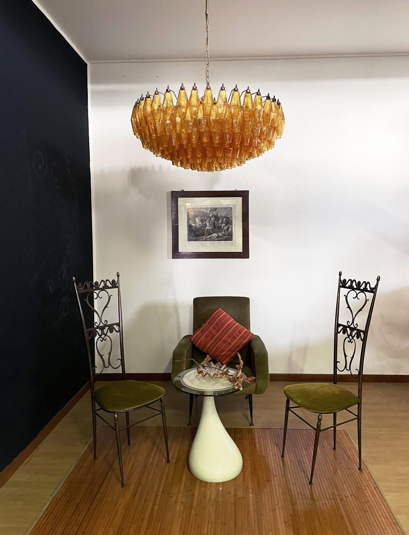 Murano Chandelier Amber Layered Oval - Blowlighting