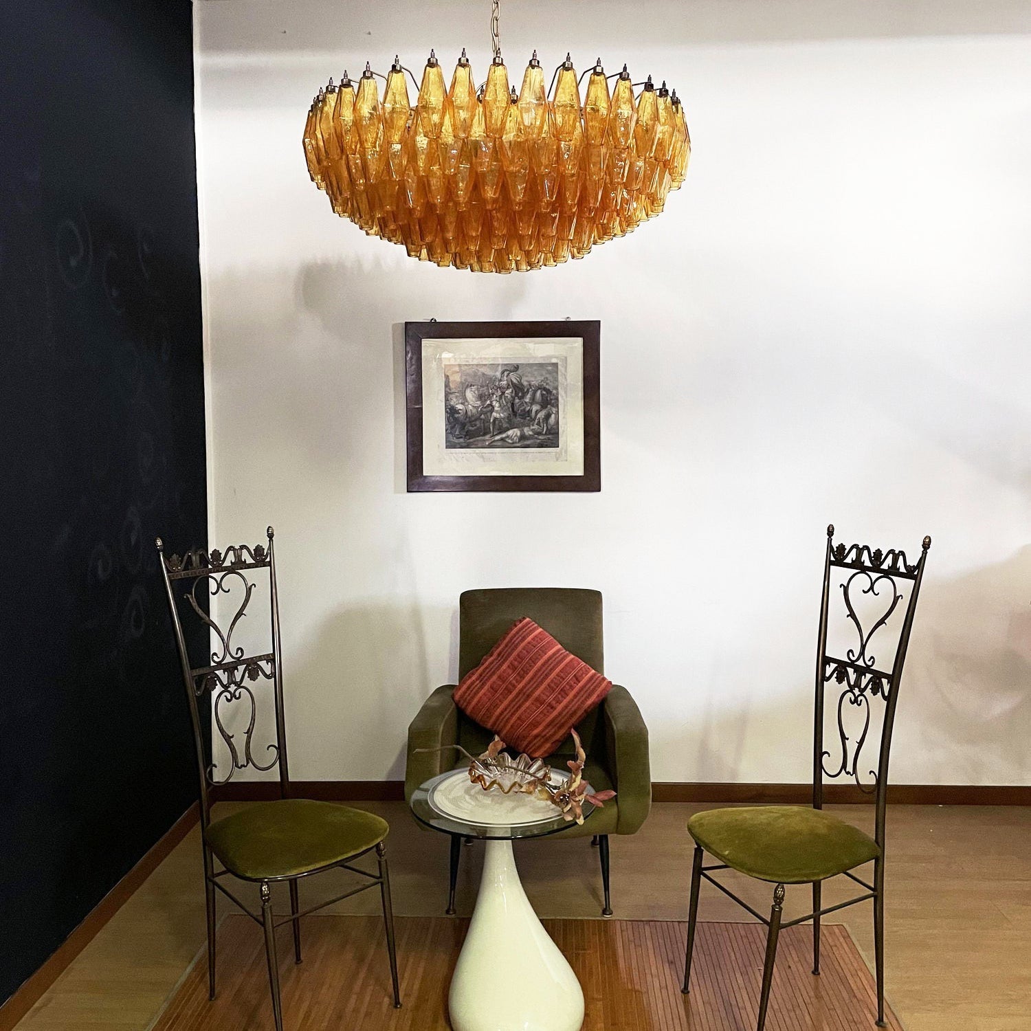 Murano Chandelier Amber Layered Oval - Blowlighting