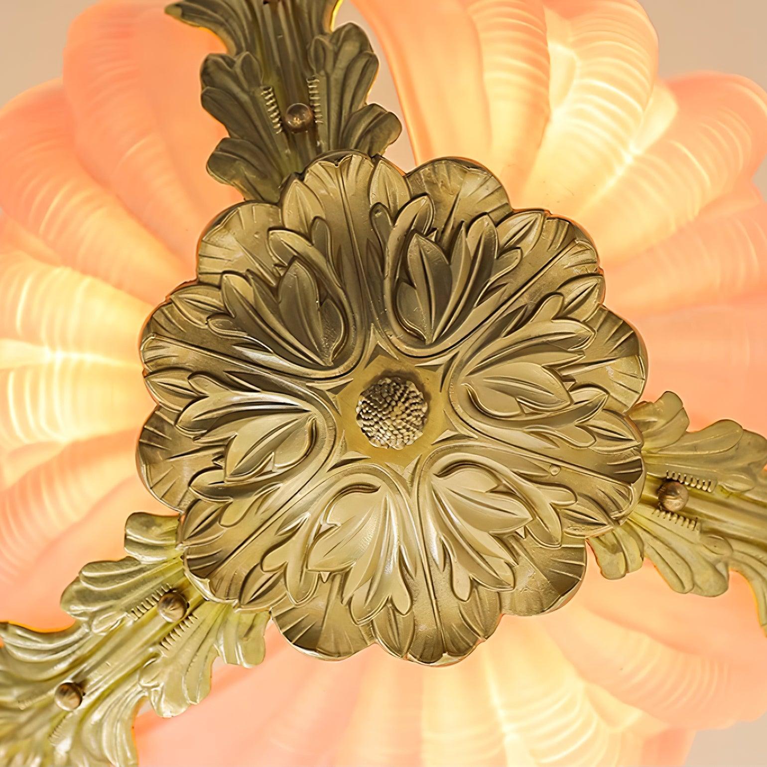 Pendant Lamp Pink Murano Shell with Brass Baroque Artistic Flair - Letslighting