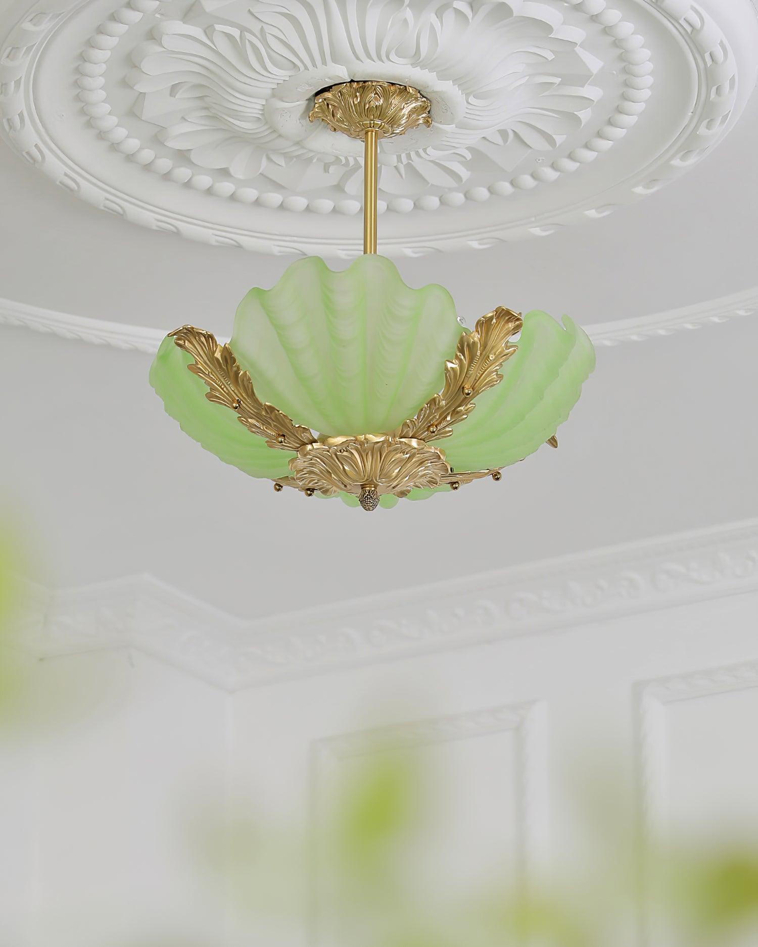 Pendant Lamp Pink Murano Shell with Brass Baroque Artistic Flair - Letslighting