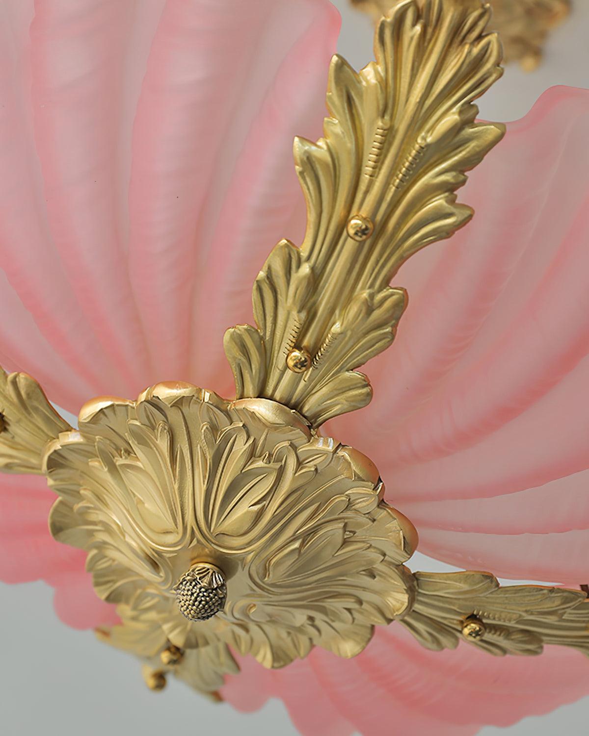 Pendant Lamp Pink Murano Shell with Brass Baroque Artistic Flair - Letslighting